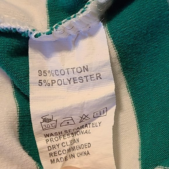 Kids Green/White Longsleeve Shirt with Red Hems - Picture 3 of 3